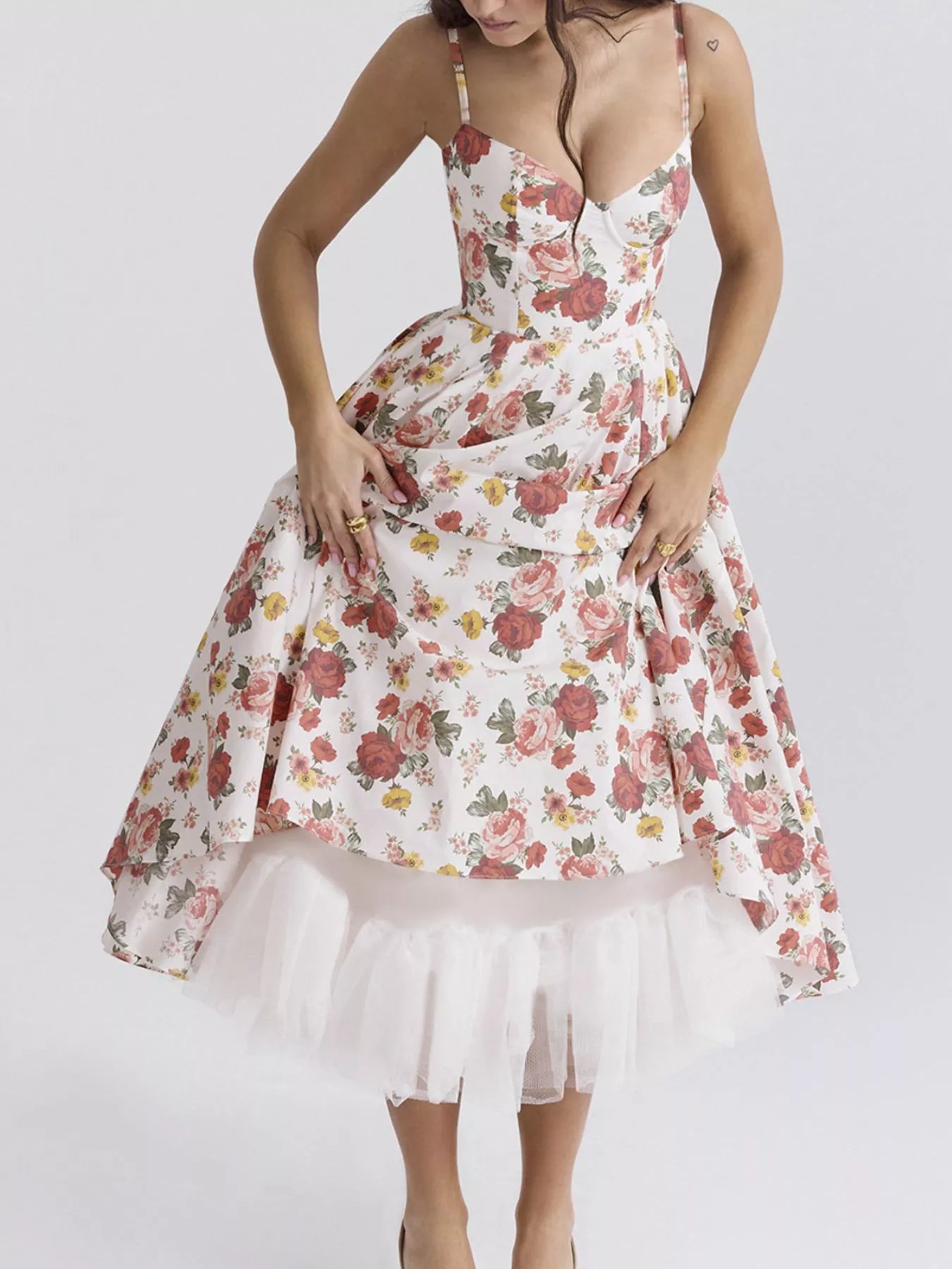 Sweetheart Neck A-Line Midi Dress