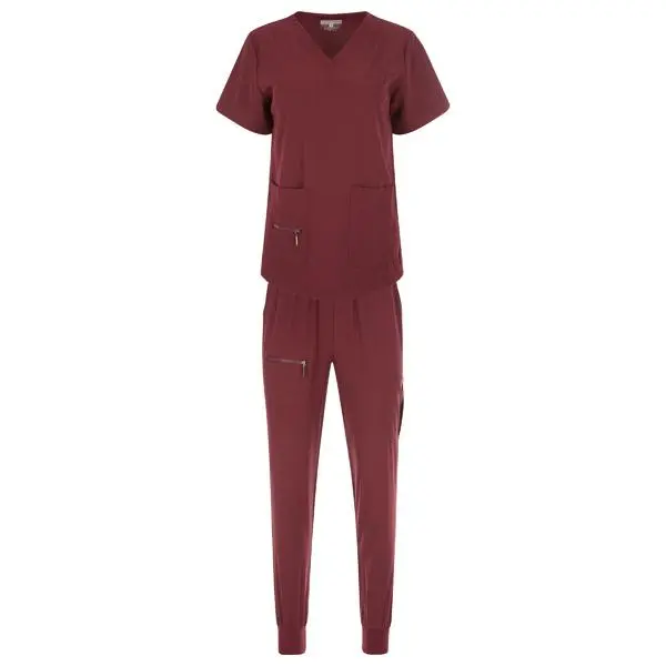 Women's elastic solid color V-neck nursing suit