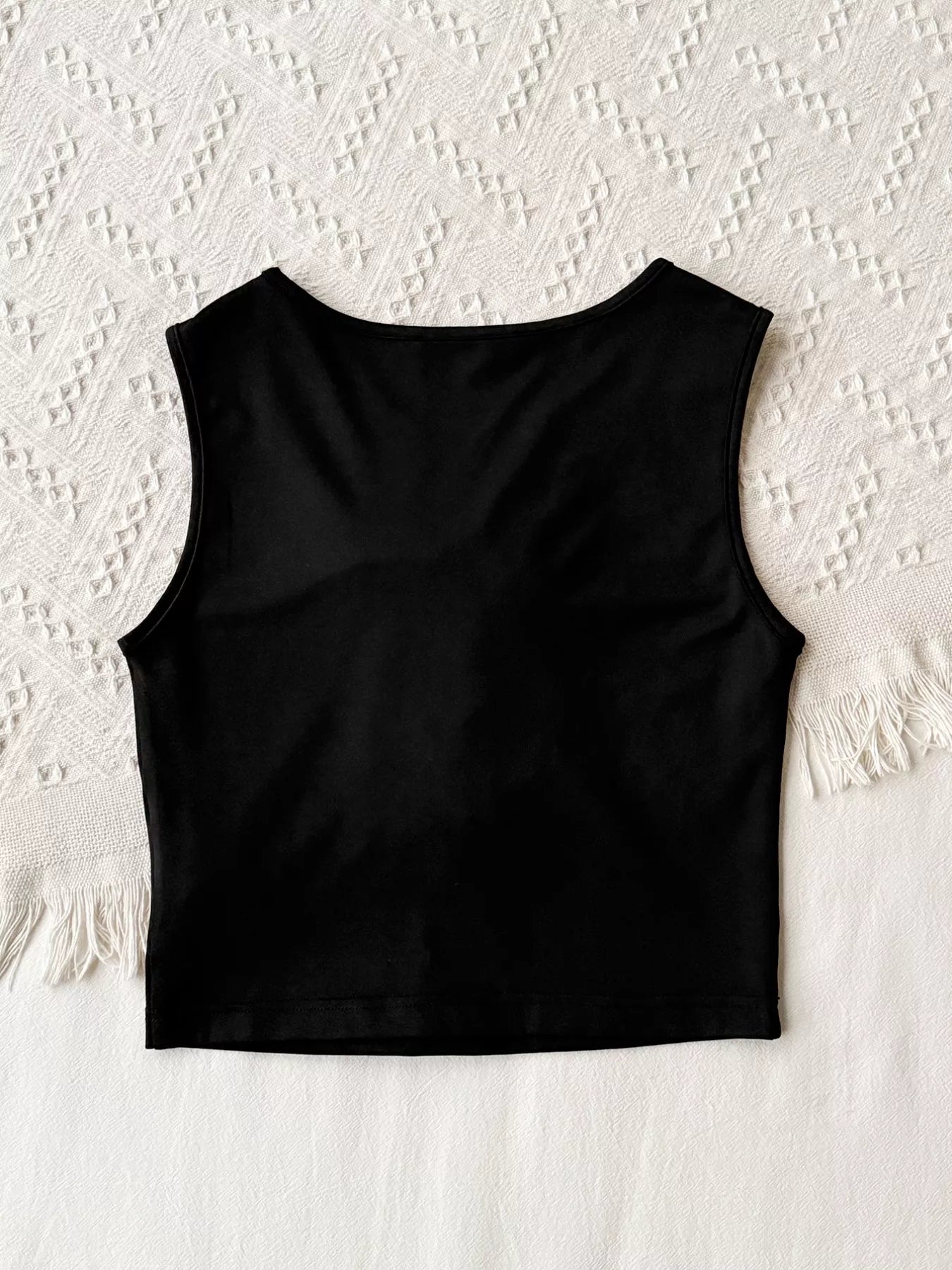 Floral Applique Round Neck Tank Top
