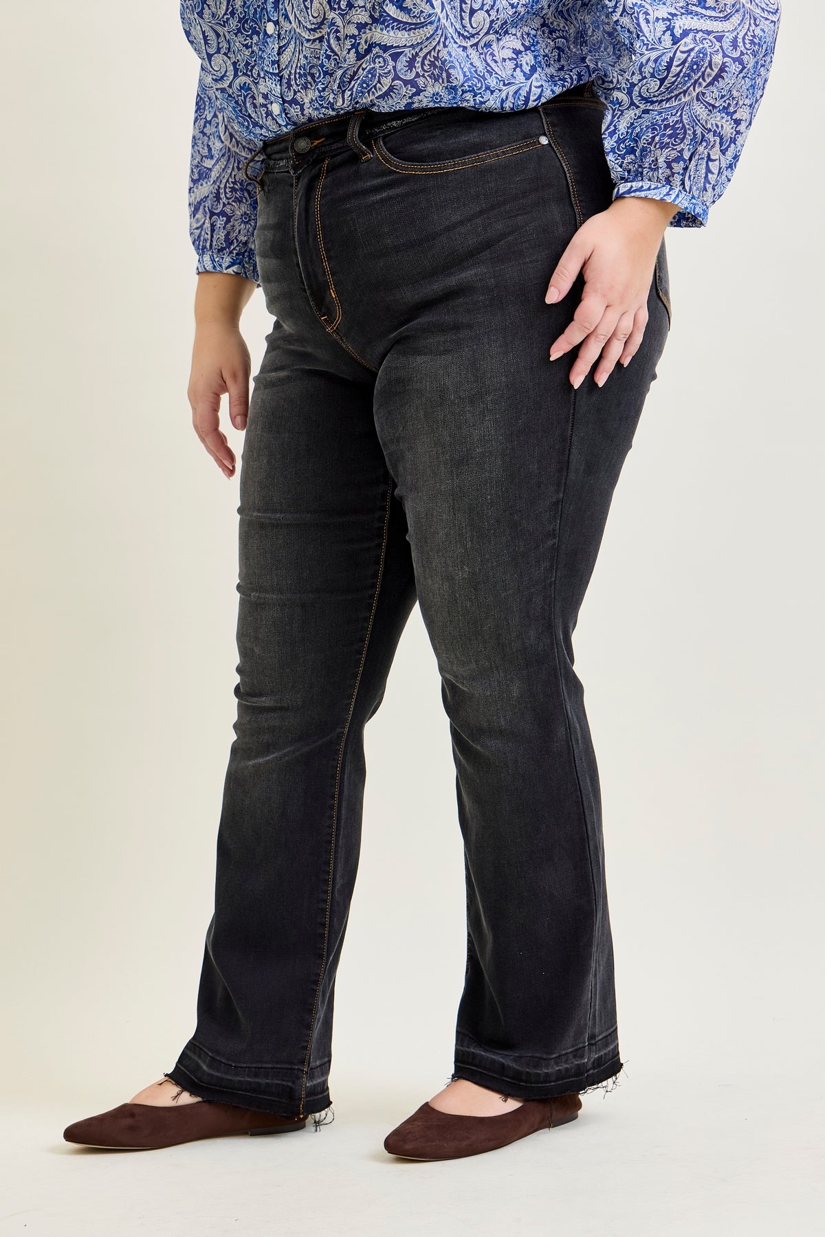 Daisy Released Hem Slim Bootcut Jeans - PLUS