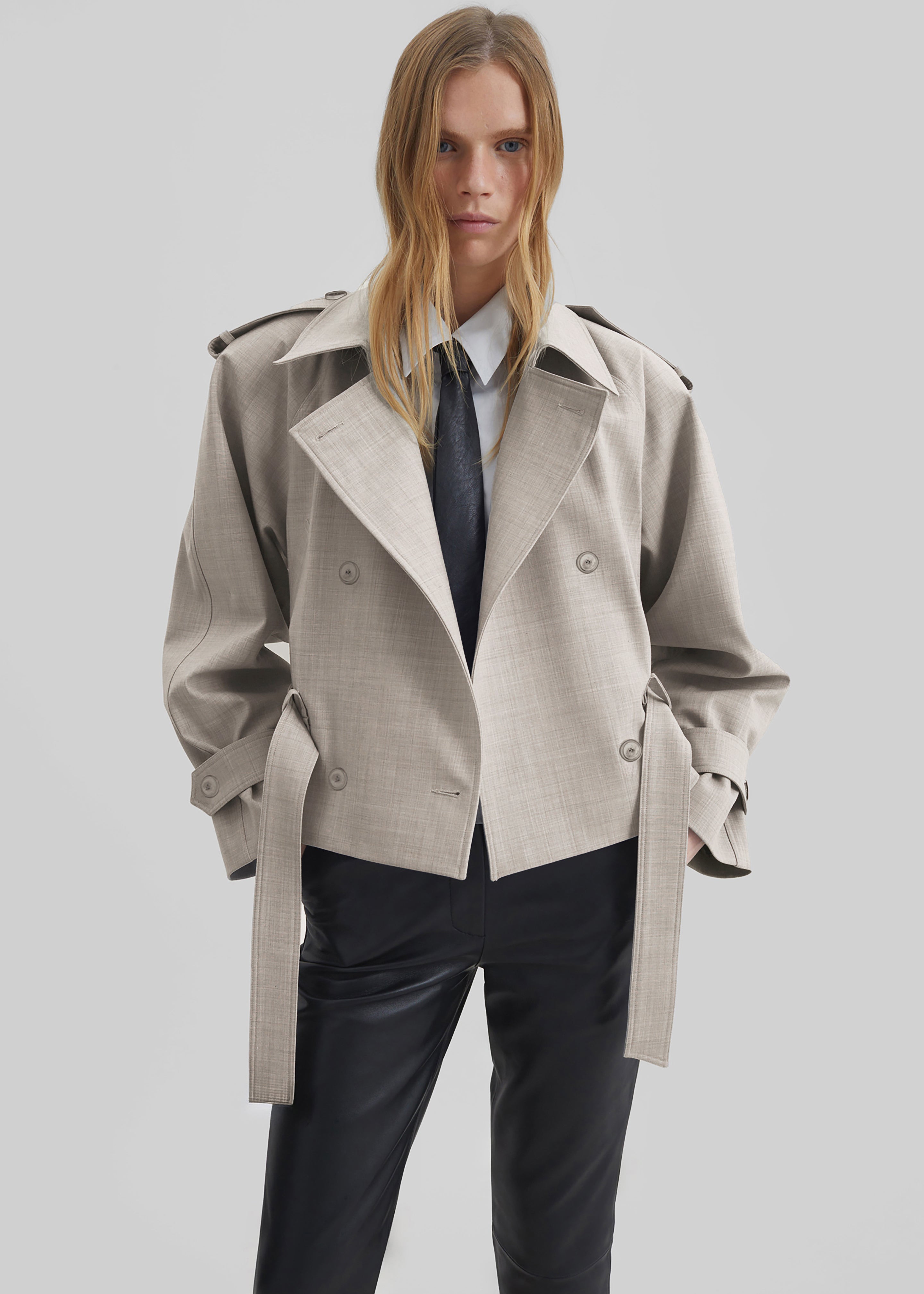 Stan Cropped Trench - Beige Melange