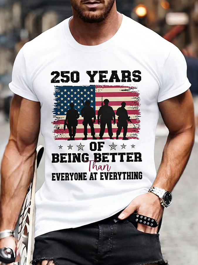 Men'S Casual American Founding Celebration Personalized Printed Round Neck T-Shirt