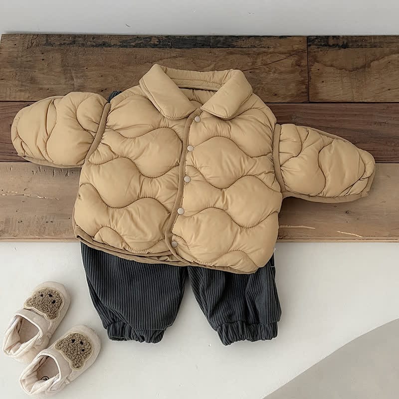 Baby Lapel Solid Color Cotton Padded Jacket