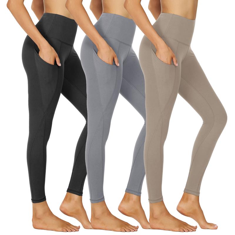 SHOWITTY Outlets Women's High Waisted 3 Pack Leggings with Pockets – Soft Plus Size Yoga Pants for Travel, Workout & Everyday Wear