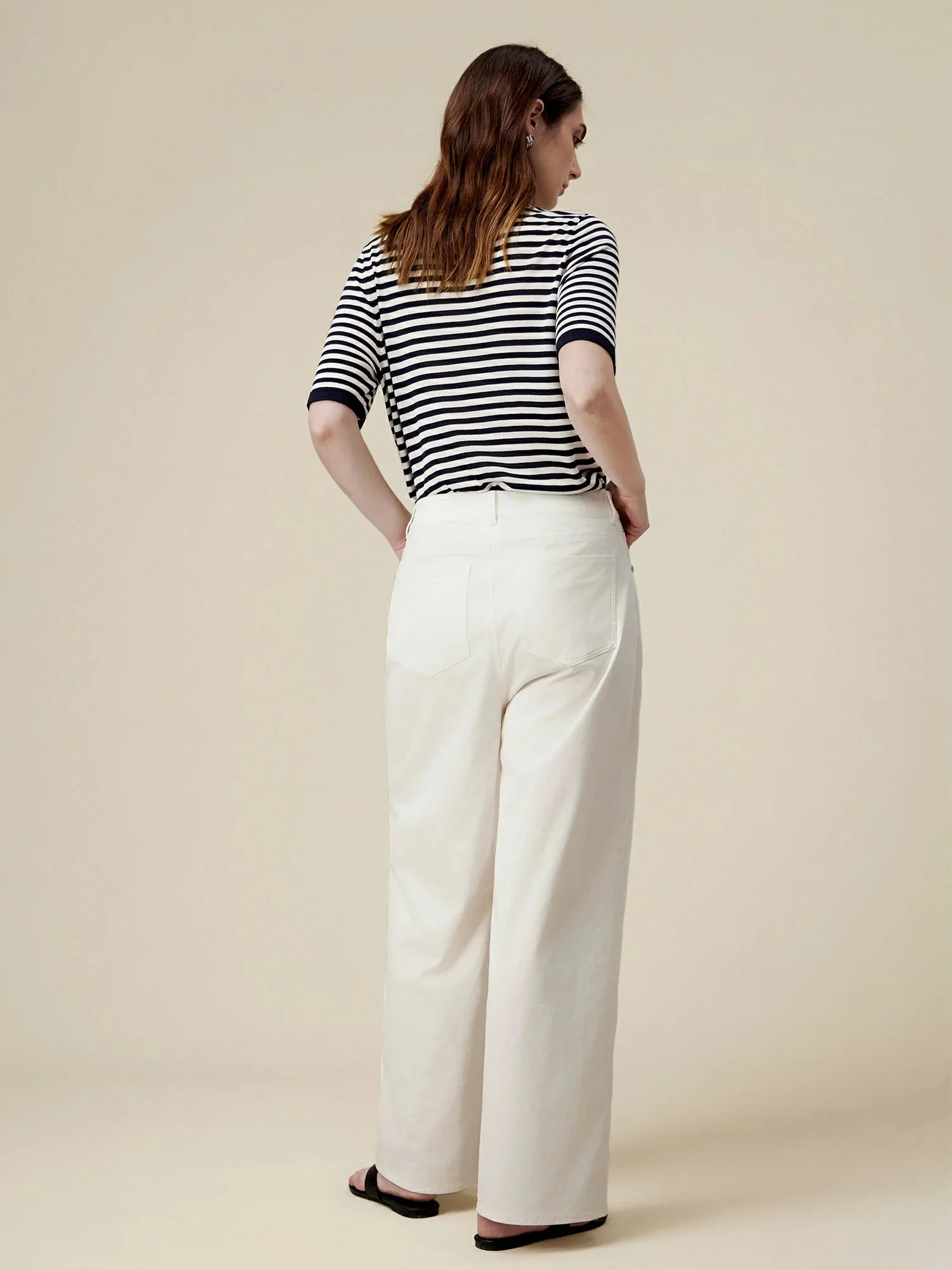 100% Lyocell Pinstripe Casual T-Shirt