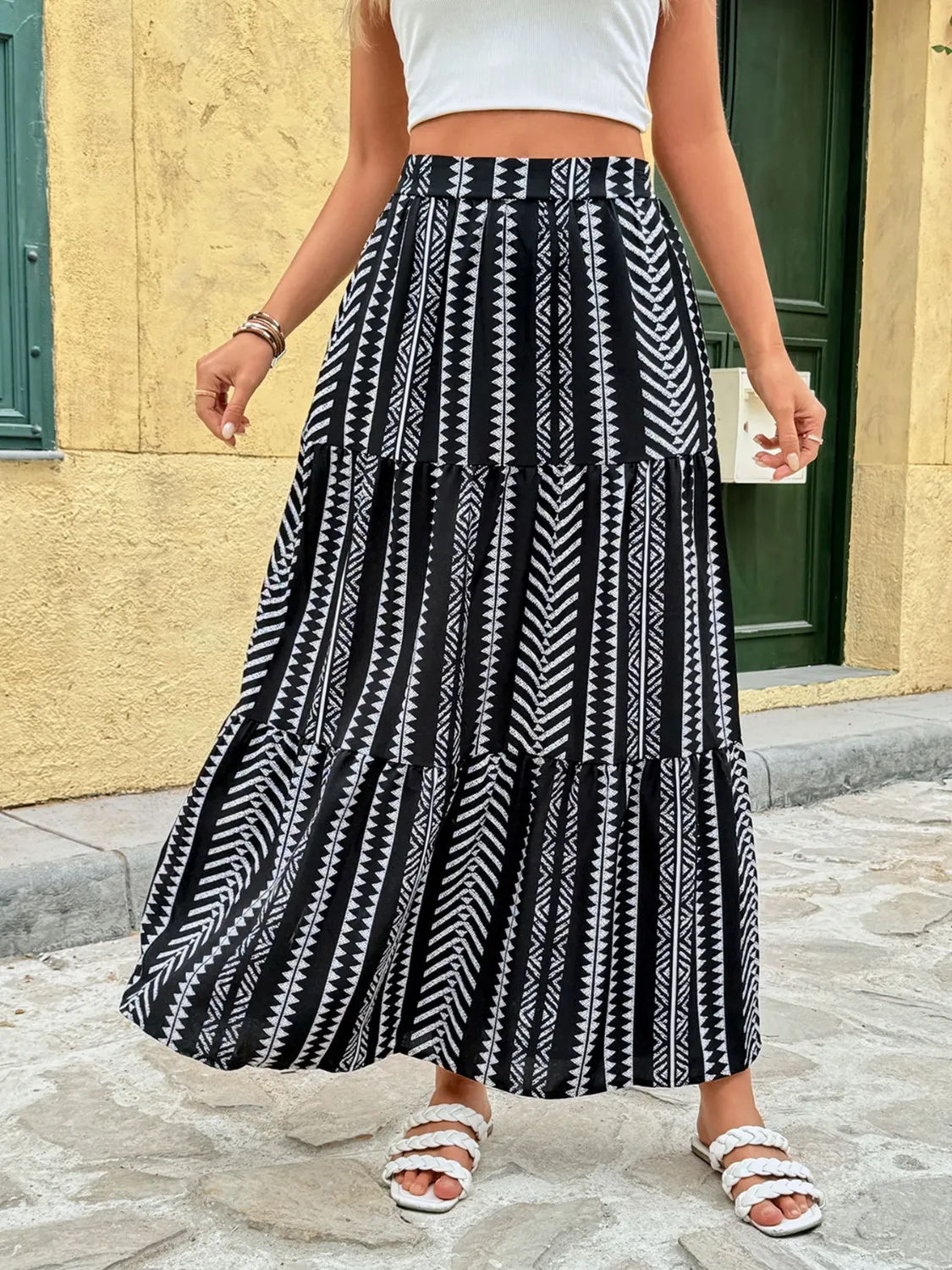 Printed High Waist Skirt