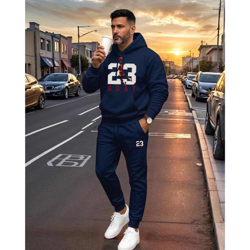 Men's Goat 23 Pattern Print Hoodie and Drawstring Sweatpants Set