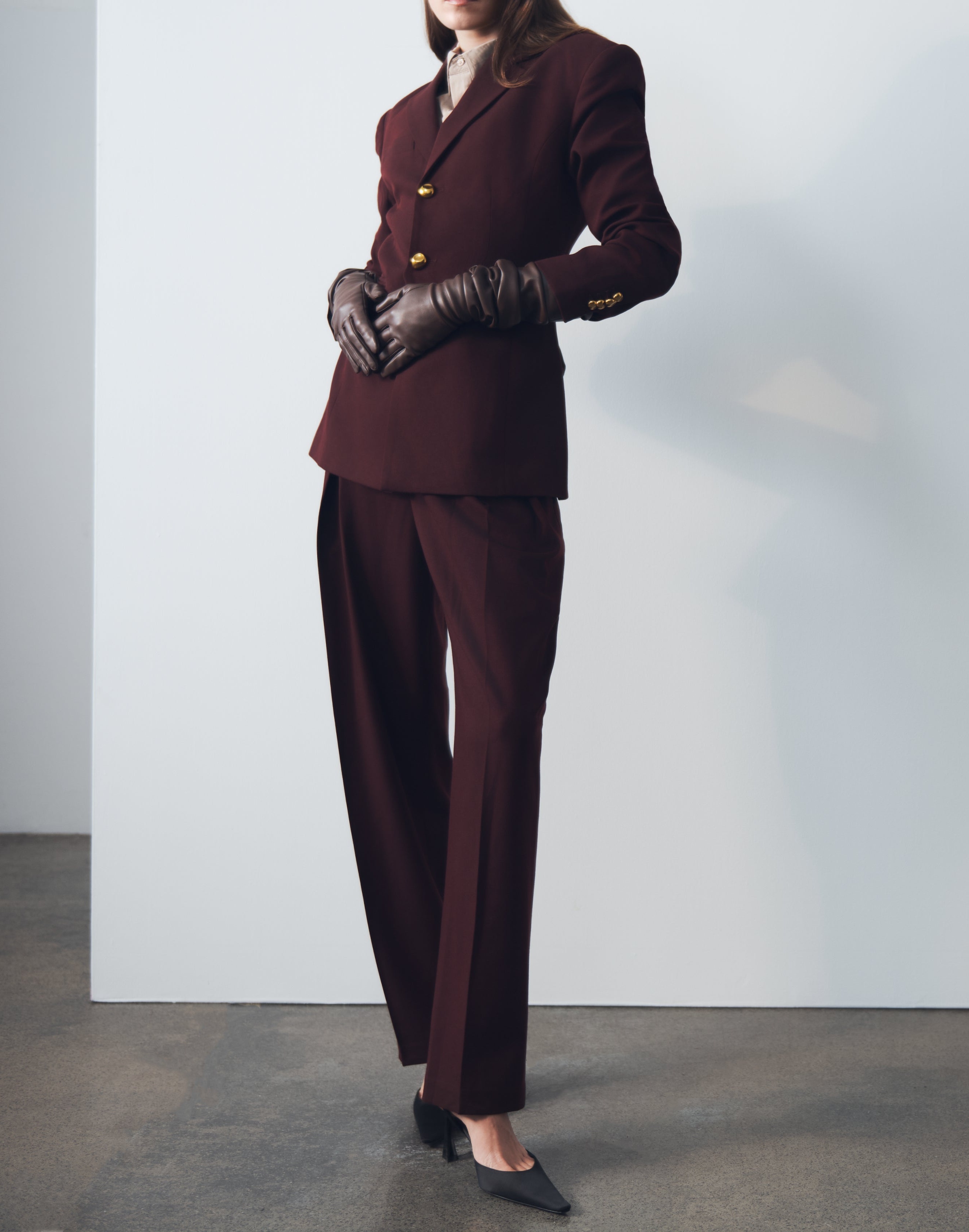 Mahogany Pleated High Waisted Pants