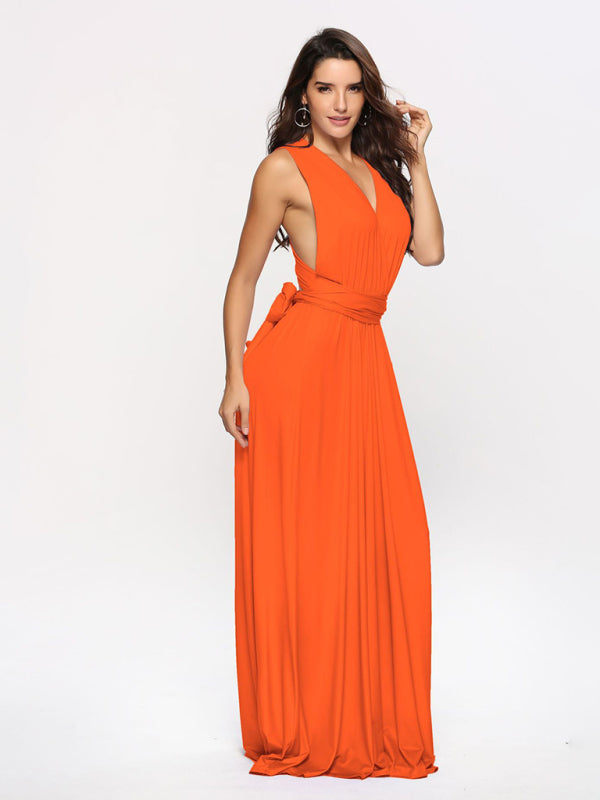 Multi-wear Fado rope cross backless sexy maxi bandage dress