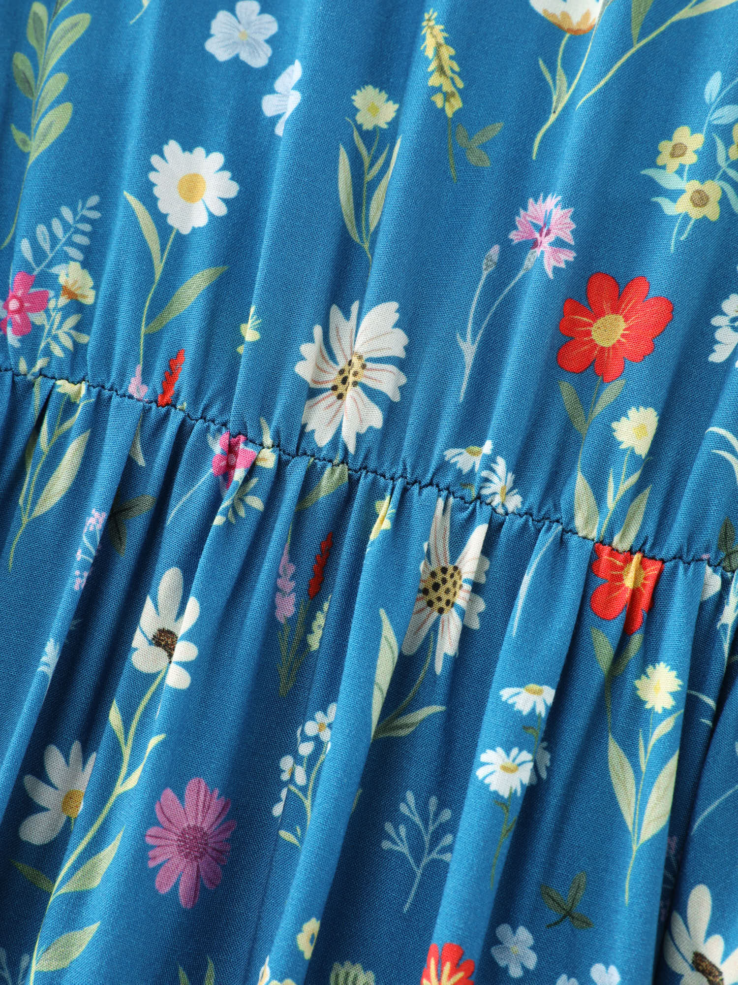 Floral Print Pockets Tiered Maxi Dress