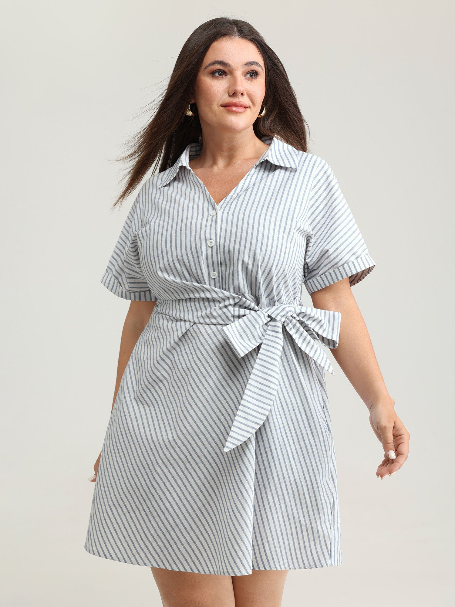 Pure Cotton Side Knotted Waist Mini Dress