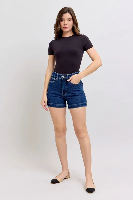 Blue High Waist Tummy Control Denim Shorts