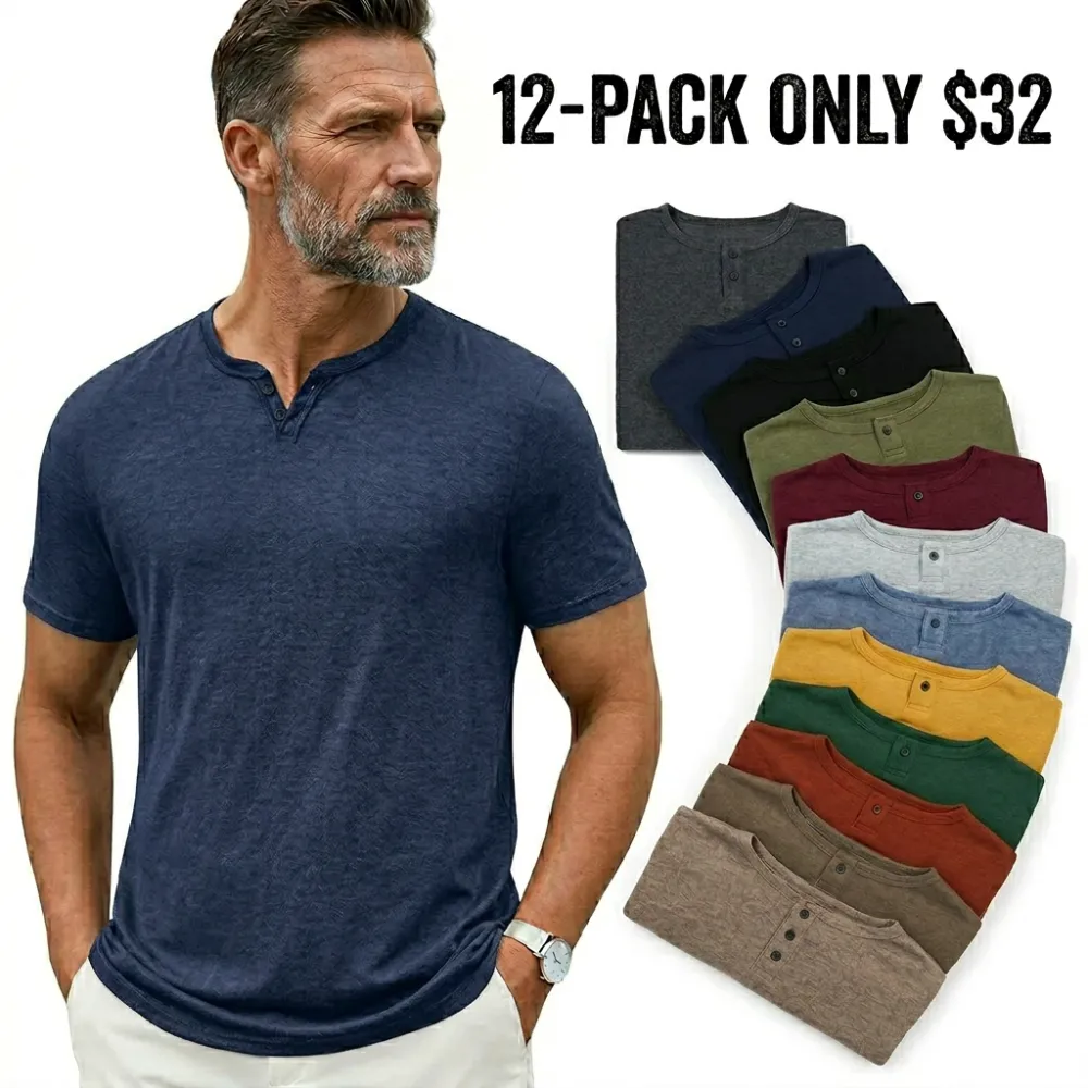 😎Classic never goes out of style🔥Men's T Shirts Short Sleeve Casual V Neck T-Shirt Soft Notch Neck Tee Classic Plain Shirts