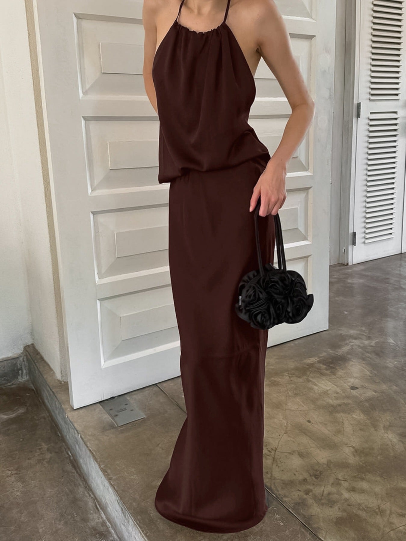 Backless Halter Neck Maxi Dress