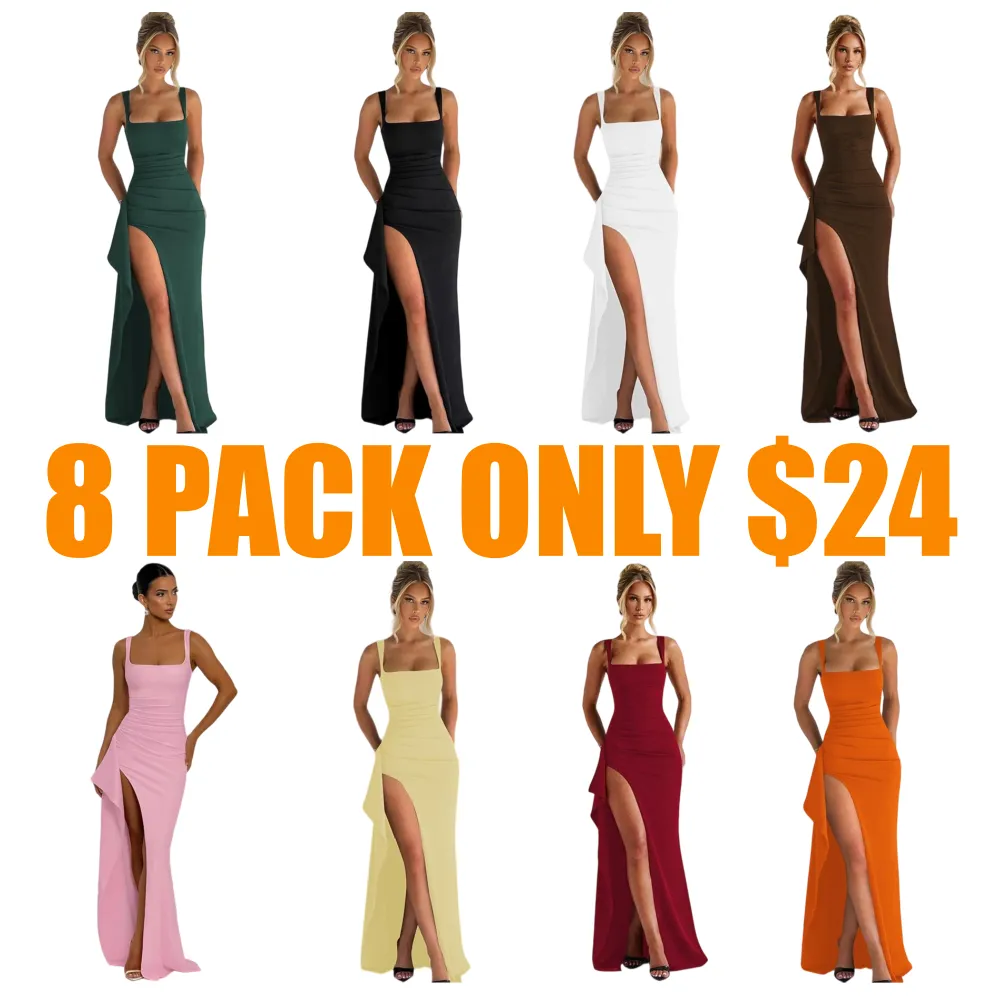 Women's Plain Split Thigh Backless Dress