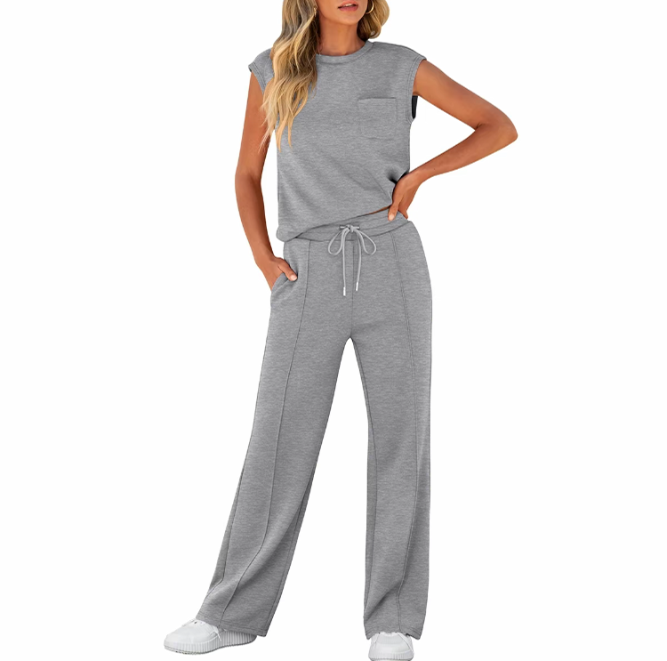 Women's 2-Piece Summer Set – Sleeveless Top & Wide-Leg Pants