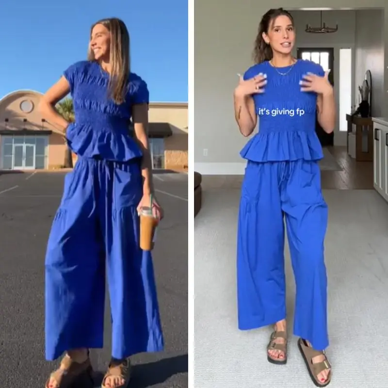 Women's Casual Pocket Two-Piece Set