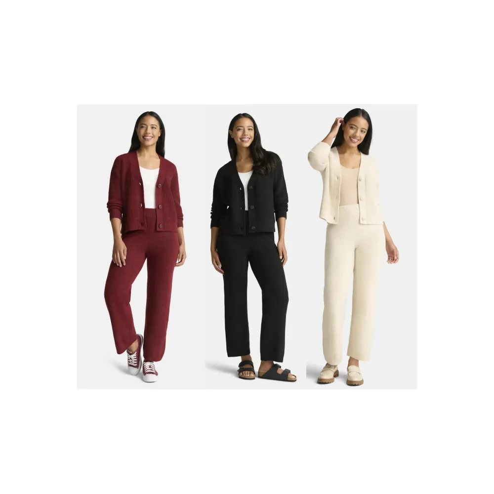 Women's Plus Cardigan and Pants Sweater Set