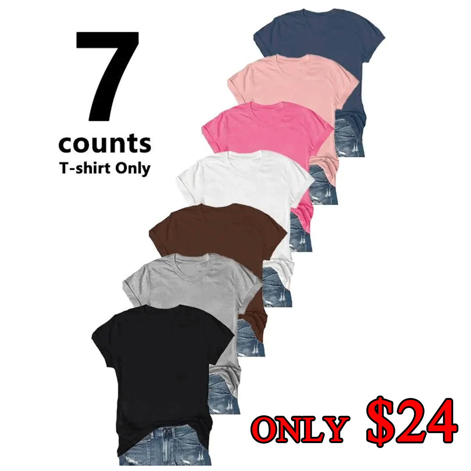 Women’s Essential Short Sleeve T-Shirt Multipack (🔥Free Shipping)