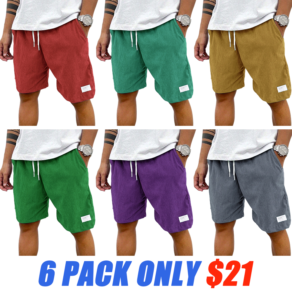Men's Solid Patched Drawstring Waist Shorts