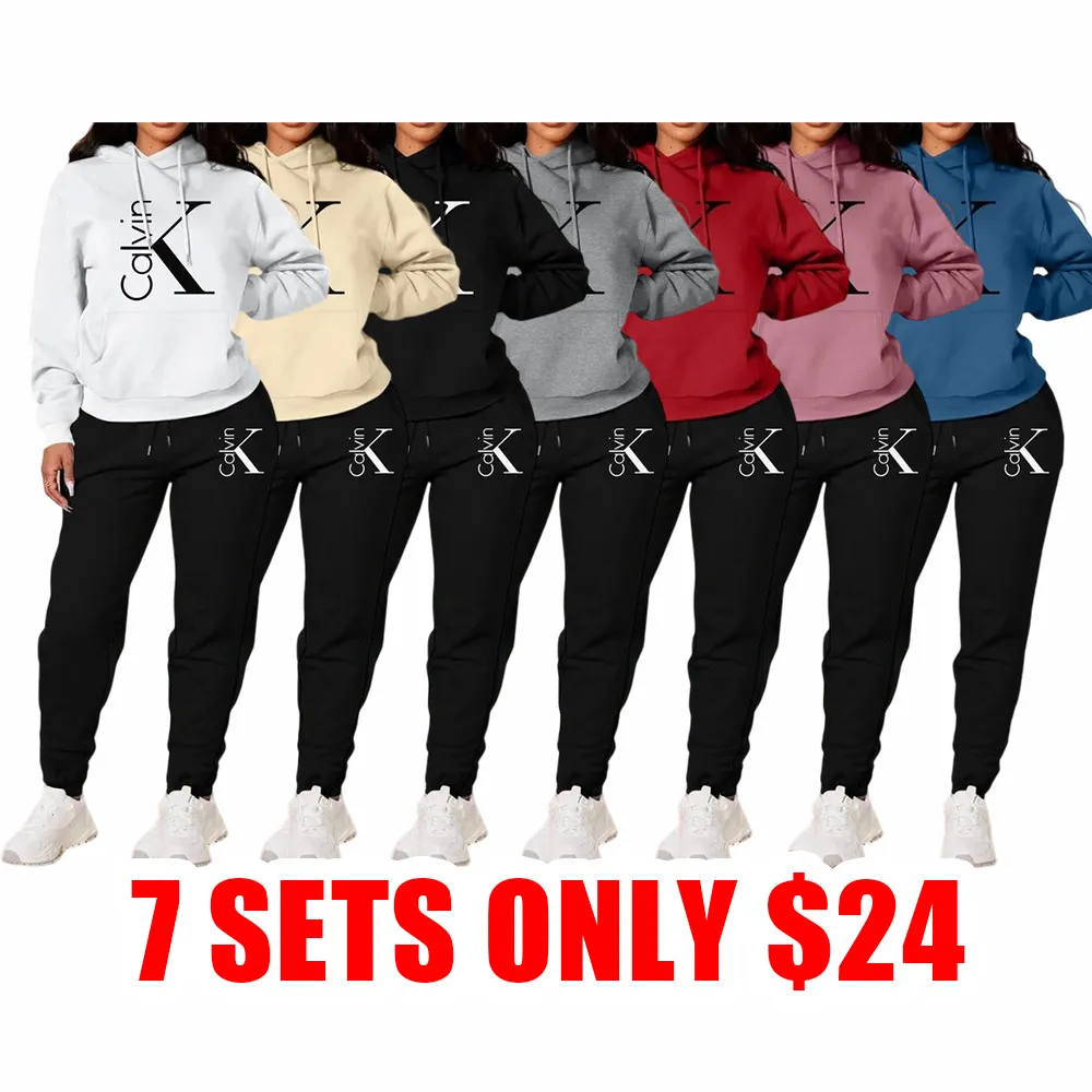Women's Letter Print Hoodie & Pants Set