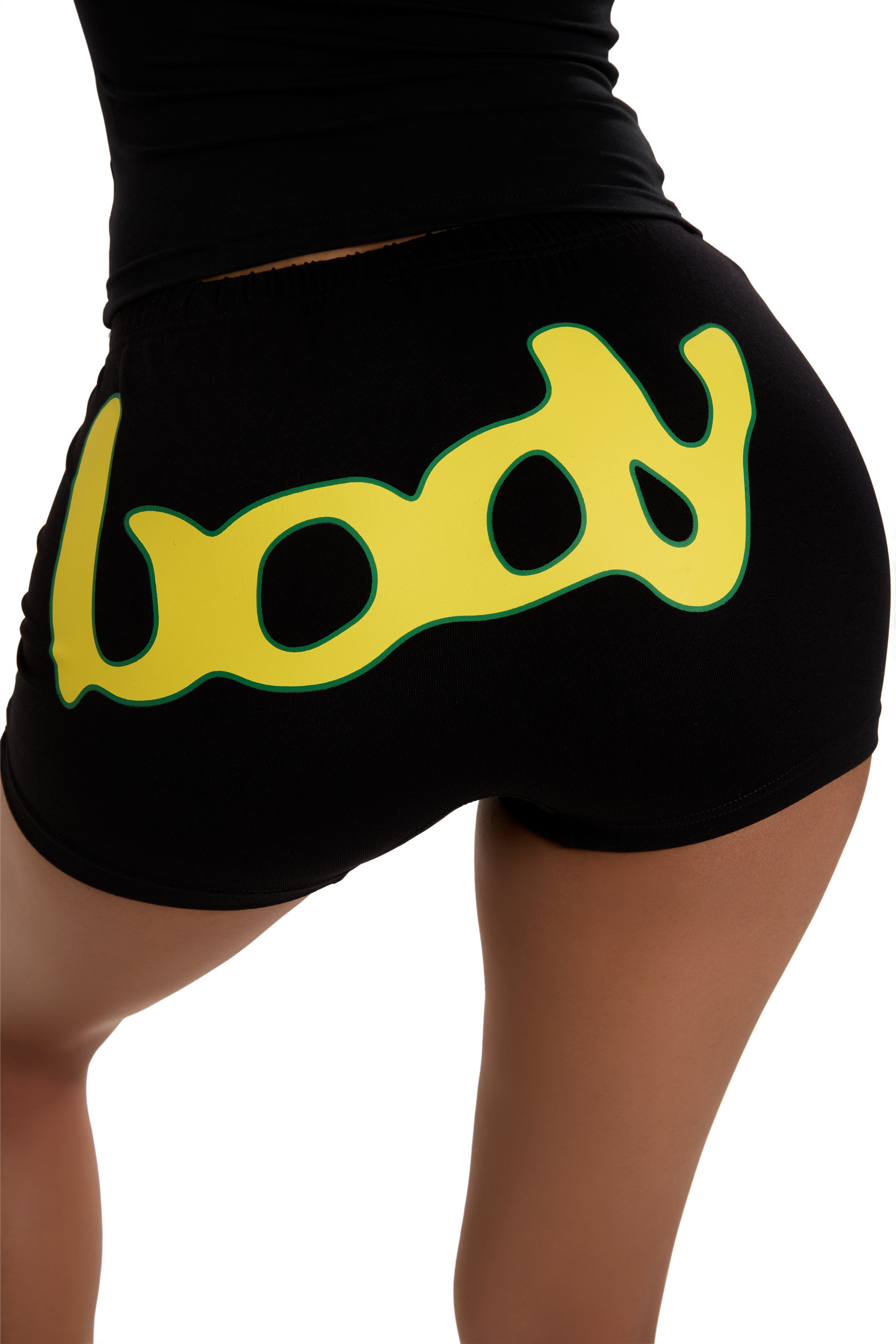 BODY X LATTO MINI SHORTS (BLACK/YELLOW)