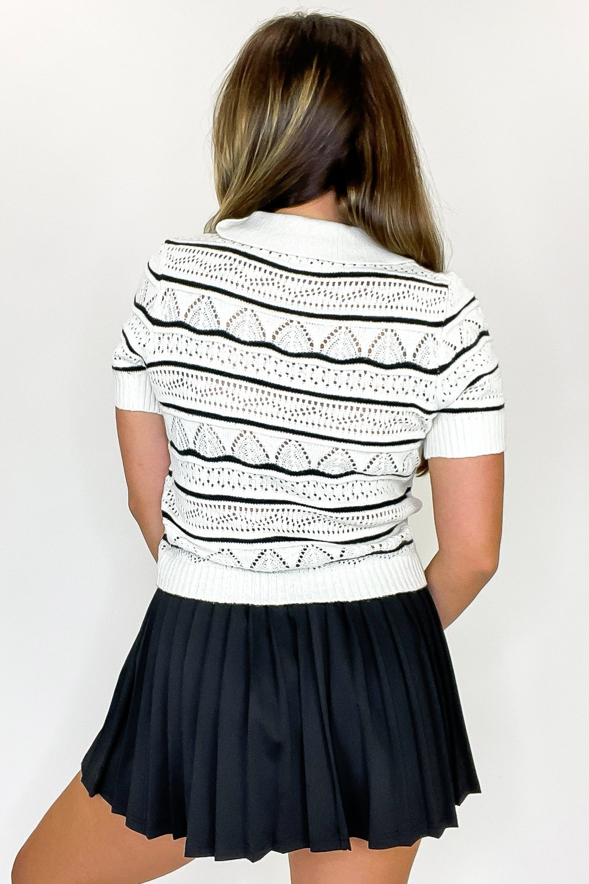 Knit Code Openwork Pattern Top