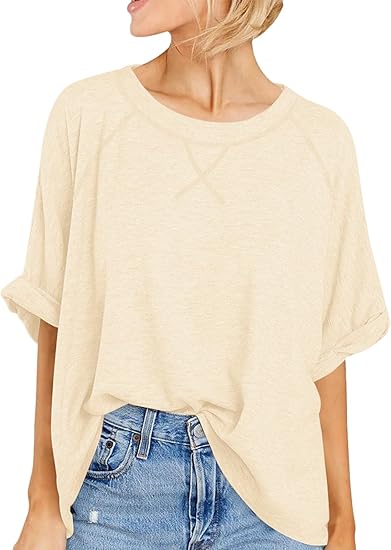 Womens Oversized Tshirts Casual Summer Tops Short Sleeve Loose Fit Tunic T Shirts