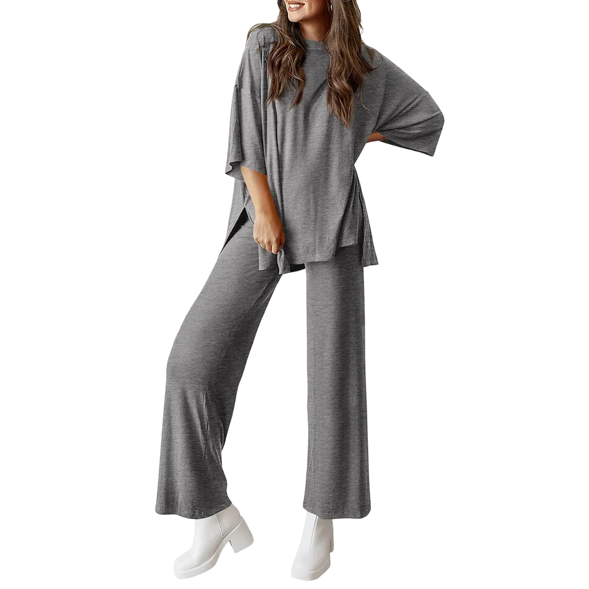 Everyday Comfort 2-Piece Lounge Set (Relaxed Fit Top & Wide Leg Pants)