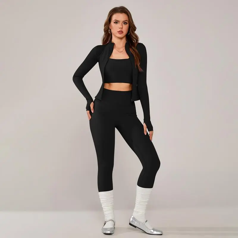 Women's 3-Piece Activewear Set with Stretchy