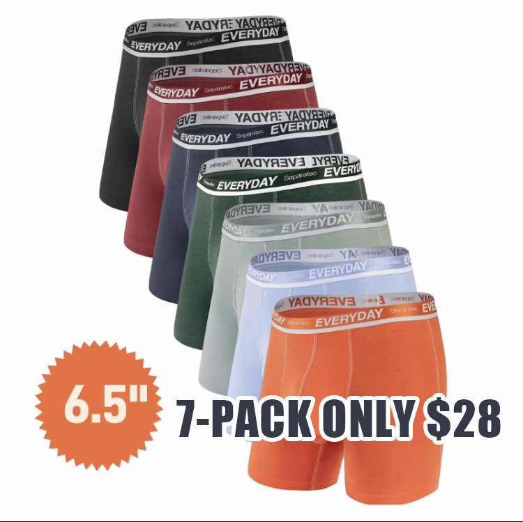 Men's Cotton Boxer Briefs 3/7 Pack – Dual Pouch, Breathable, Bulge Enhancing, Everyday Comfy Underwear for All Seasons