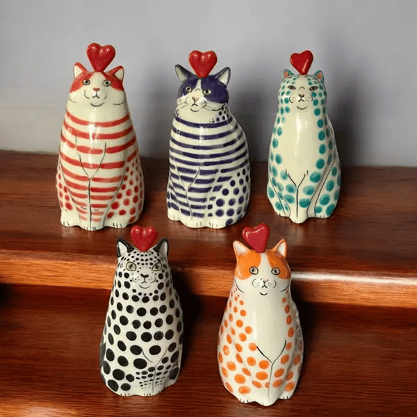 Hand-Painted Cat Vase Collection