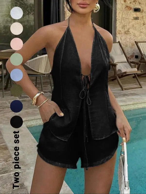 Slim Fitted Casual Fashion Two-piece Outfits for Summer