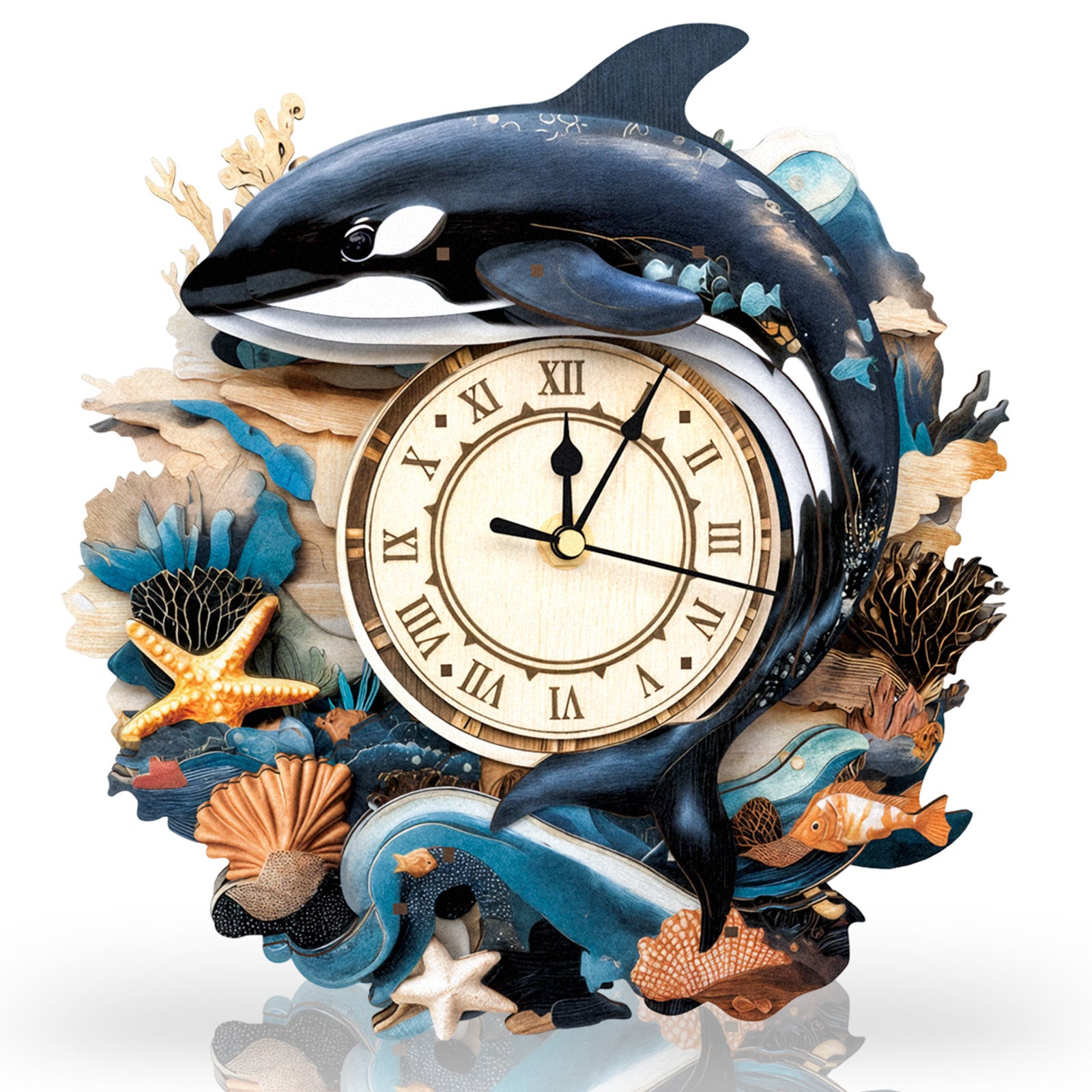 Killer Whale â€“ DIY Wooden Clock, 3D Puzzle Craft Kit