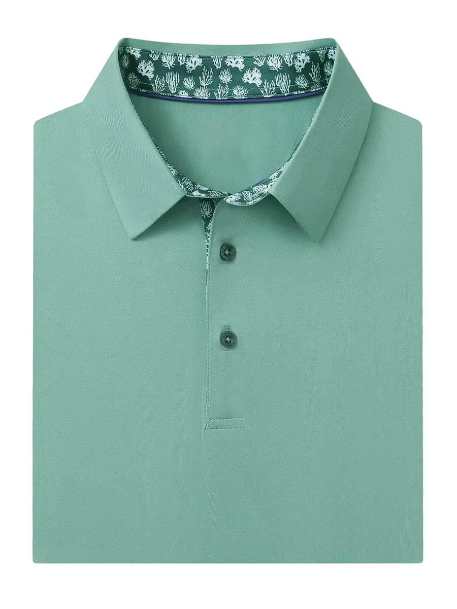 Men'S Designed Collared Solid Performance Polo