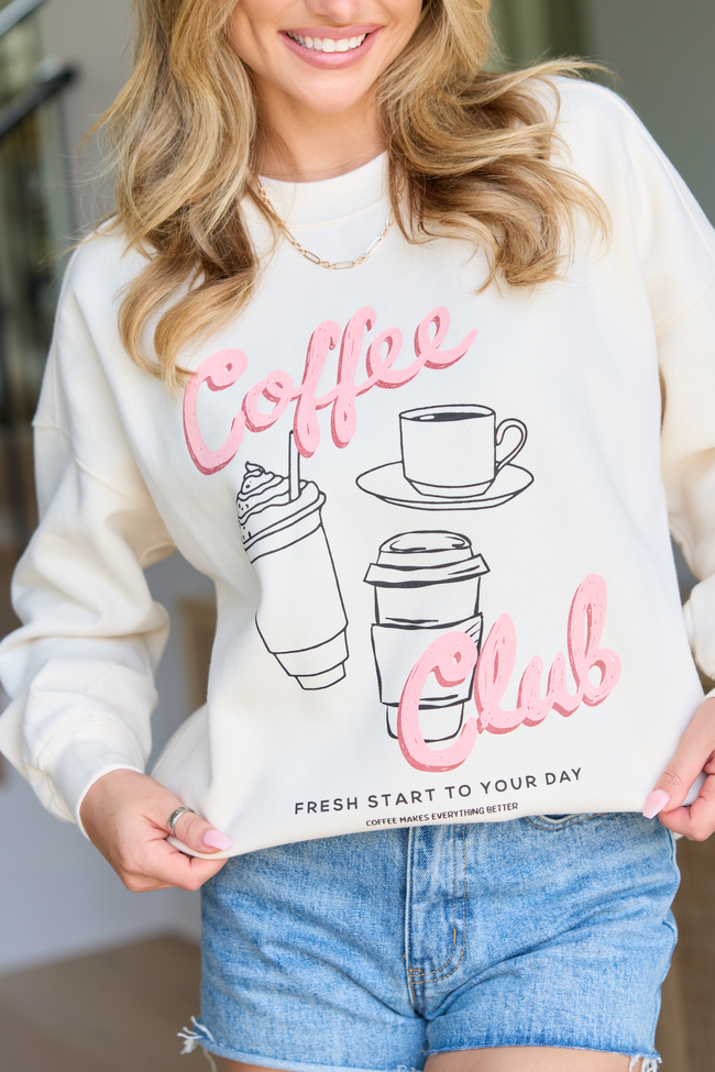 Coffee Club Cream Graphic Sweatshirt