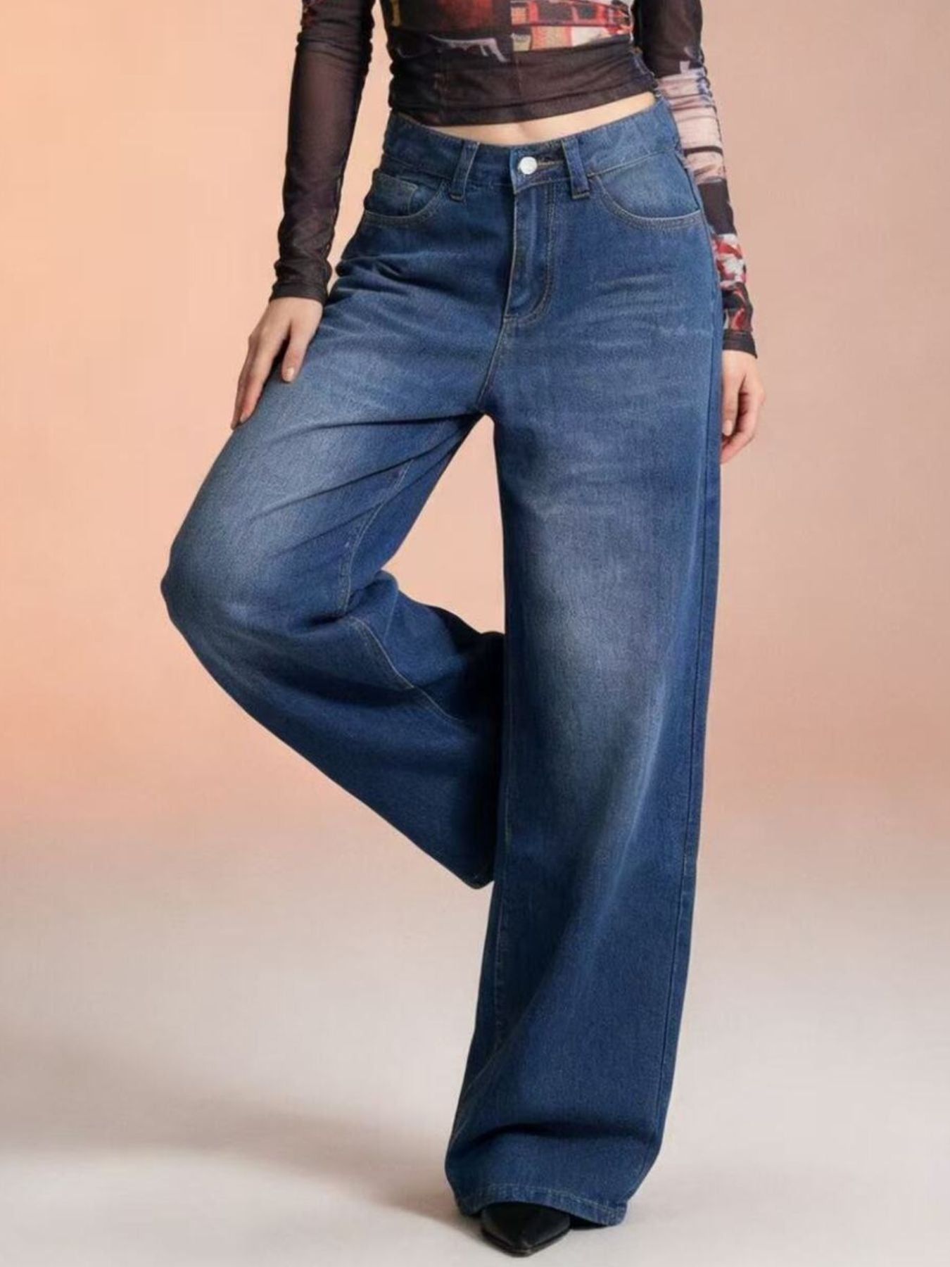 High-Waisted Wide Leg Jeans