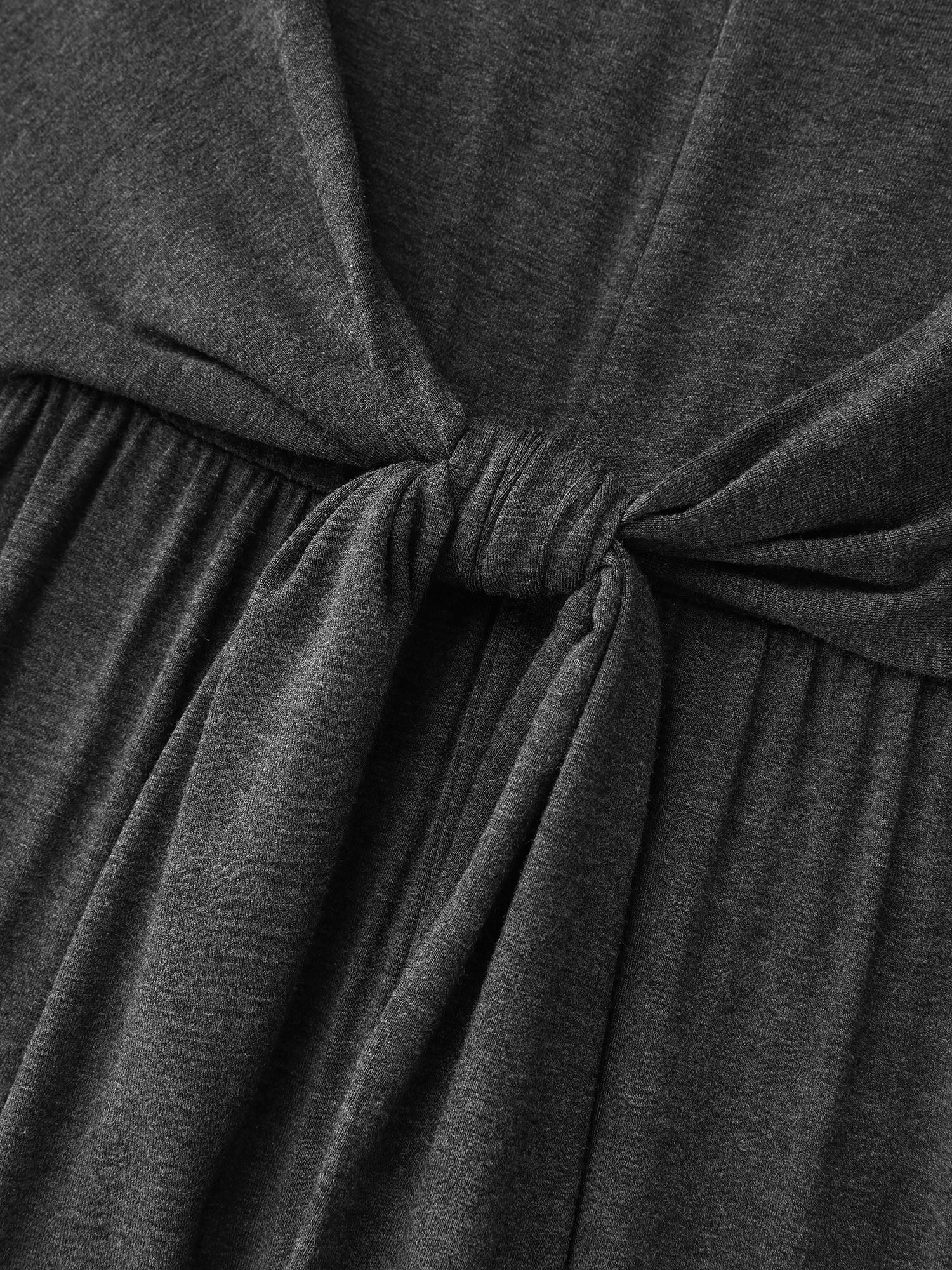 Supersoft Knotted Front Stretchy Cuffs Jumpsuit