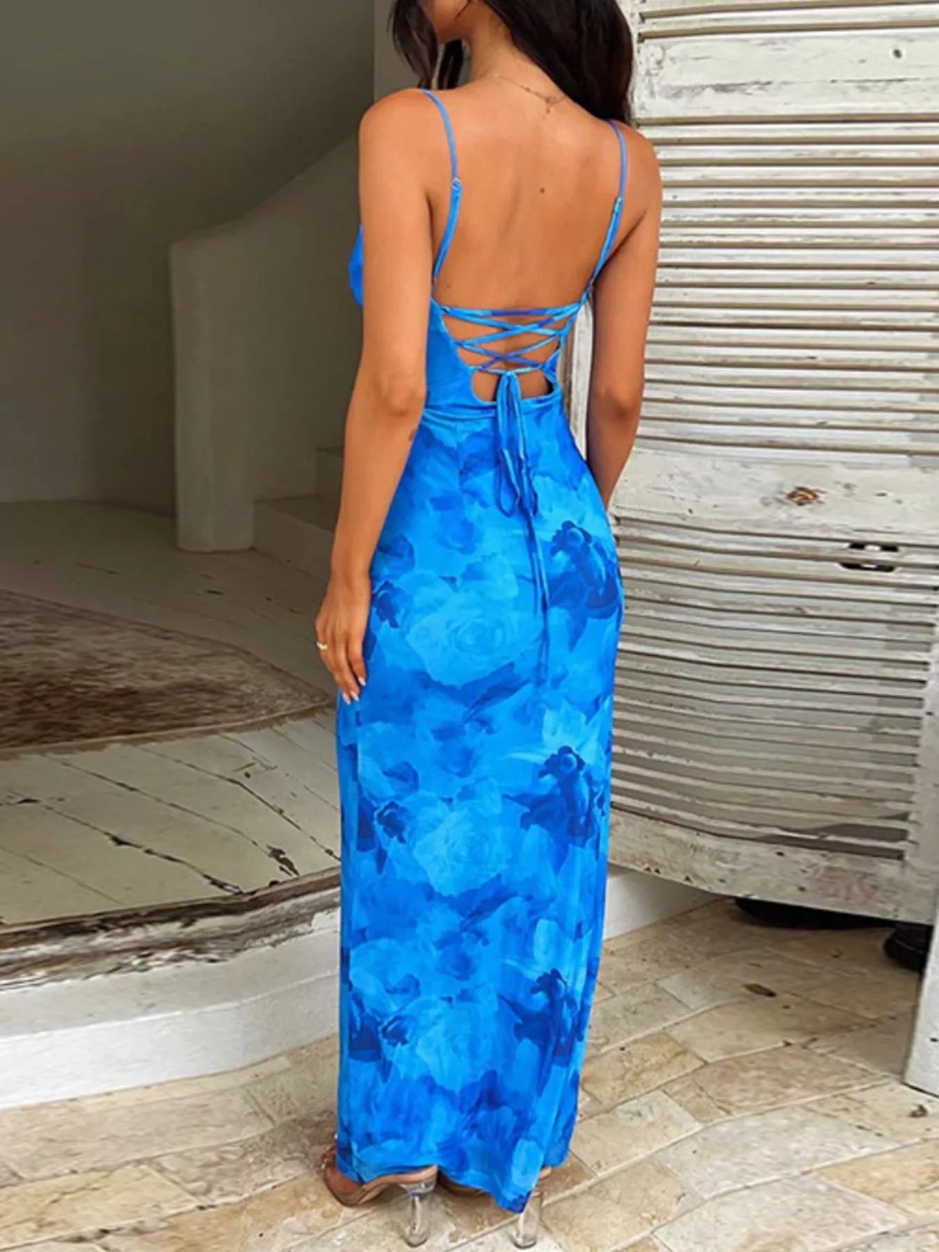 Floral Print Spaghetti Strap Maxi Cami Dress