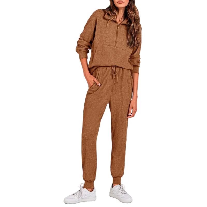 Women's 2-Piece Sweatpants Set Long Sleeve Half Zip Pullover Sweatshirt and Pants