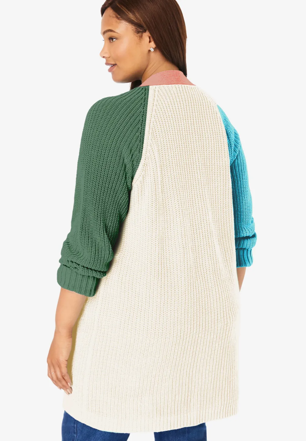 Button-Front Shaker Cardigan