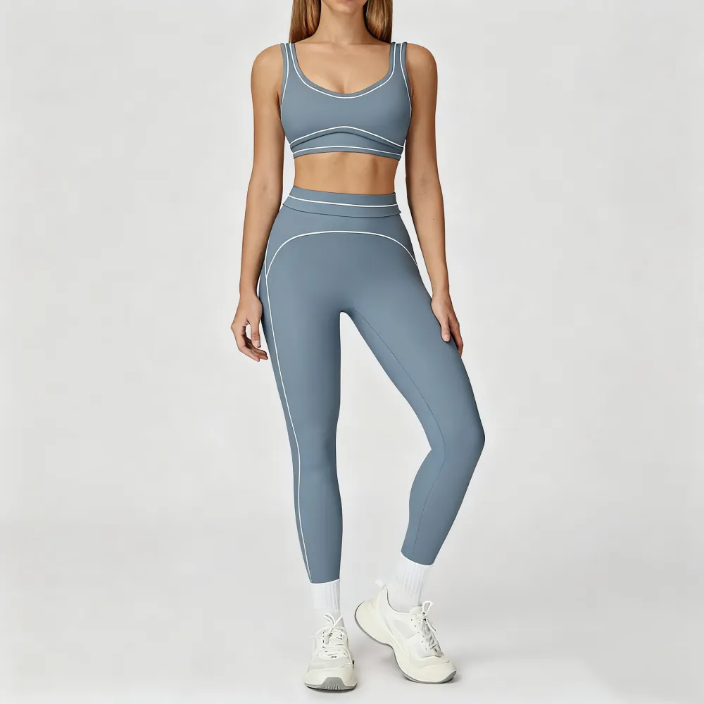 Women’s 2-Piece Sports Set – Color-Block Yoga Outfit