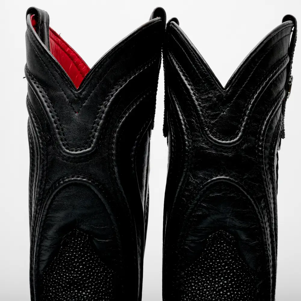 Black Stingray Leather Boots - Square Toe