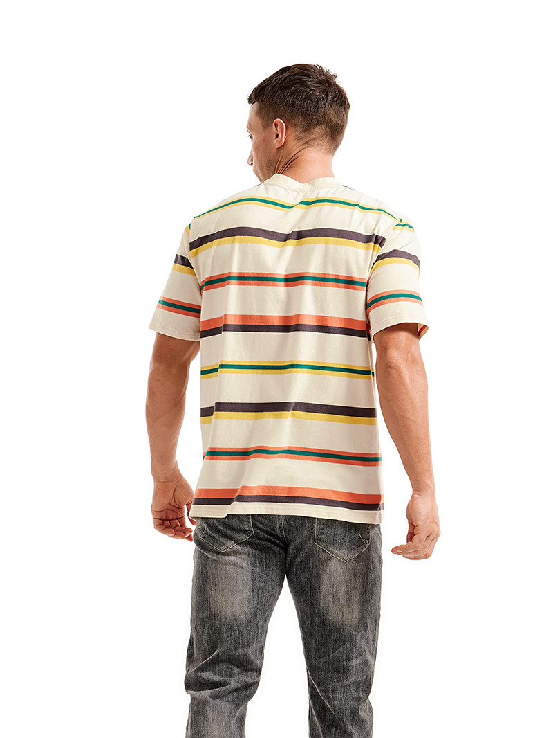Men's Knitted Colorful Striped Short Sleeve T-Shirt