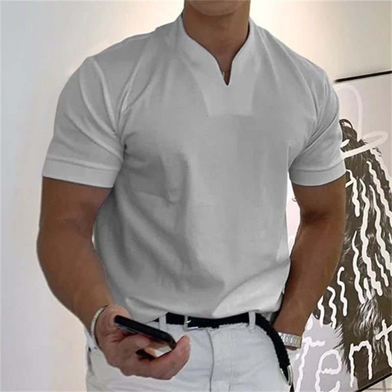 2022 Men Gentlemans Business Short Sleeve Fitness T-shirt