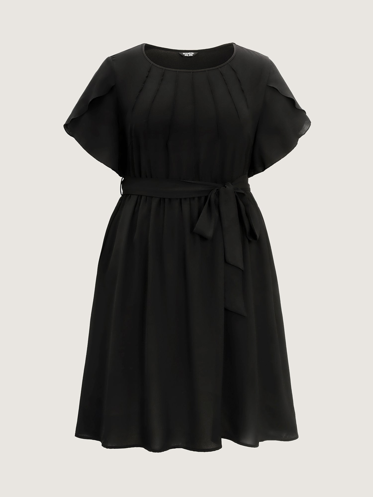 Timeless Waist-Tie Pleated Detail Mini Dress