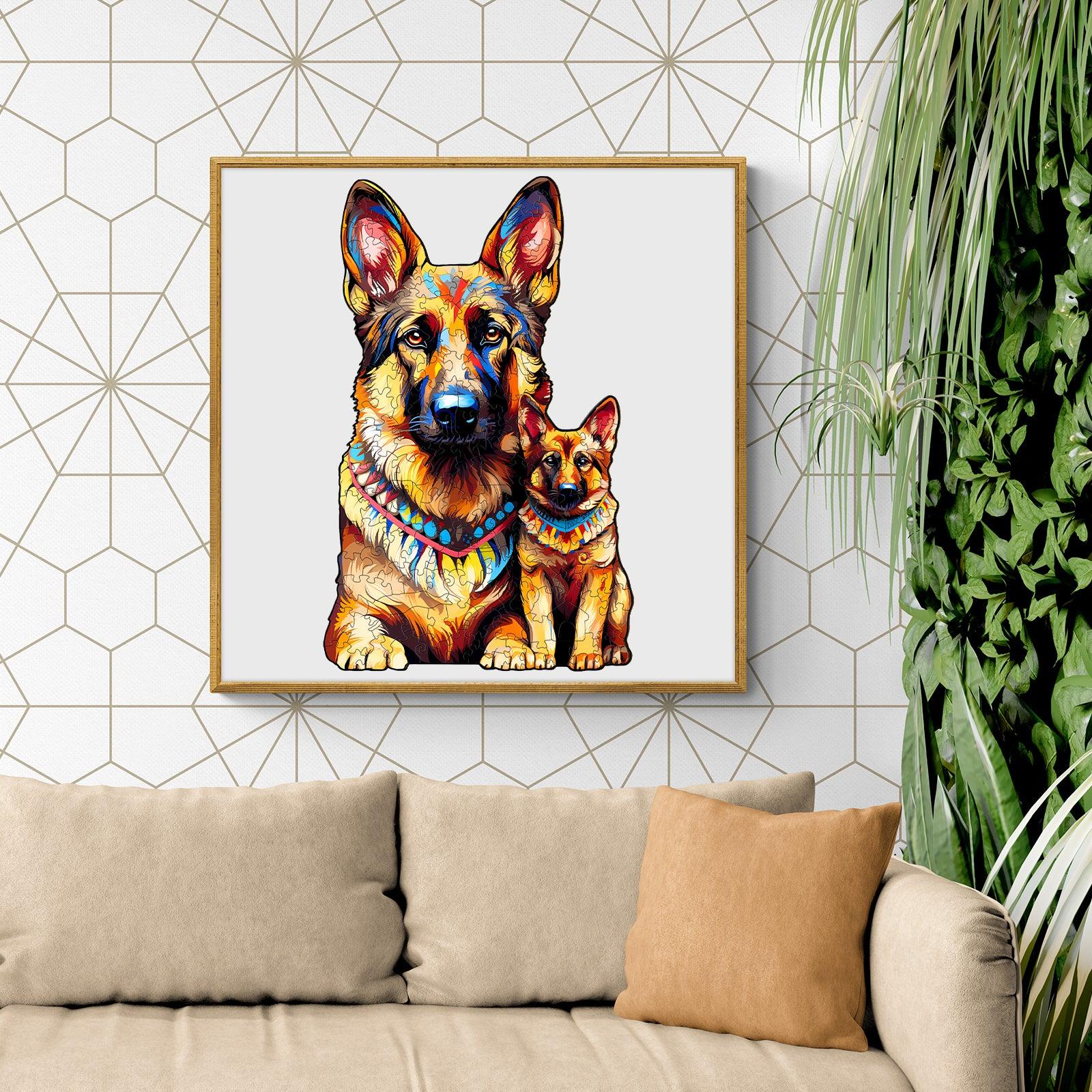 German Shepherd Family Wooden Jigsaw Puzzle