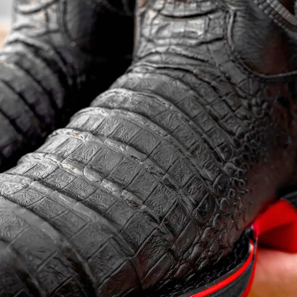 Black Caiman Belly Leather Boots - Composite Toe