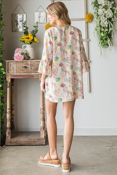 Multi Color Floral Open Cardigan