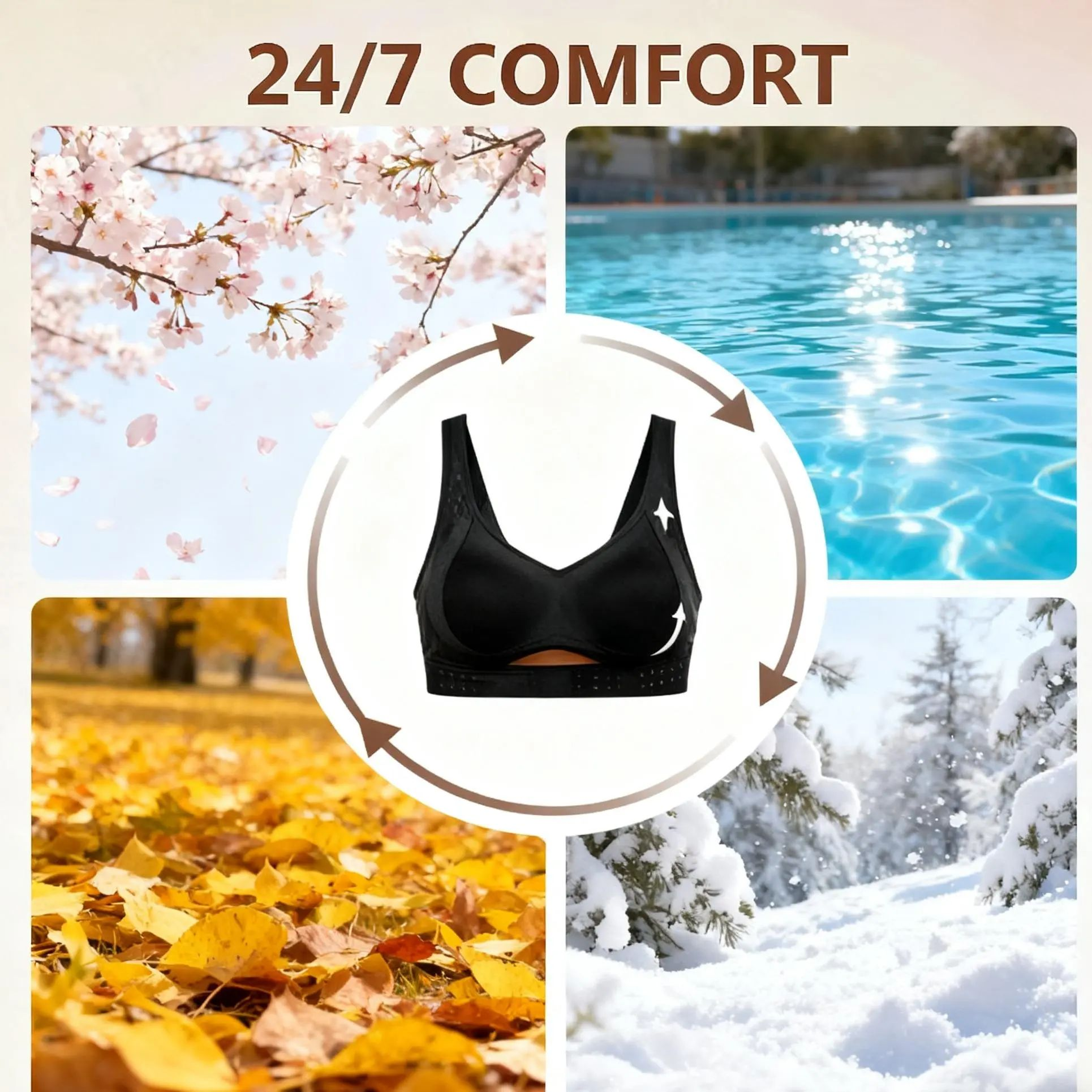 【Postural correction】Women’s Wireless Bra, Soft Breathable Non-removable Moulded Cups